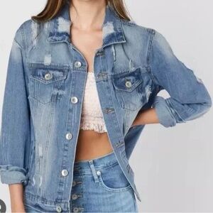 Ci Sono Light Blue Distressed Jean Jacket